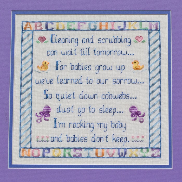 Rocking My Baby or Cleaning and Scrubbing - pdf Cross Stitch Saying by Lady Robins Nest