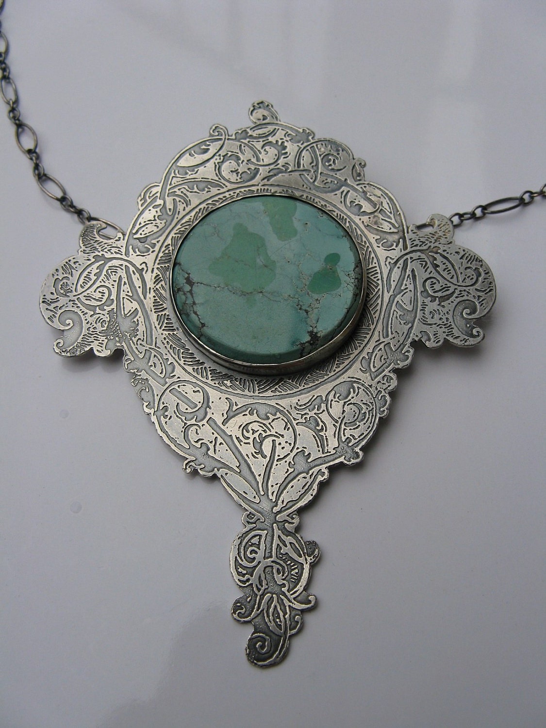 Turquoise Victorian floral necklace