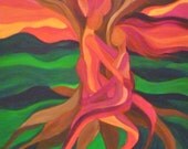 Growing Together- WHIMSICAL CONTEMPORARY ABSTRACT 16x20 original painting