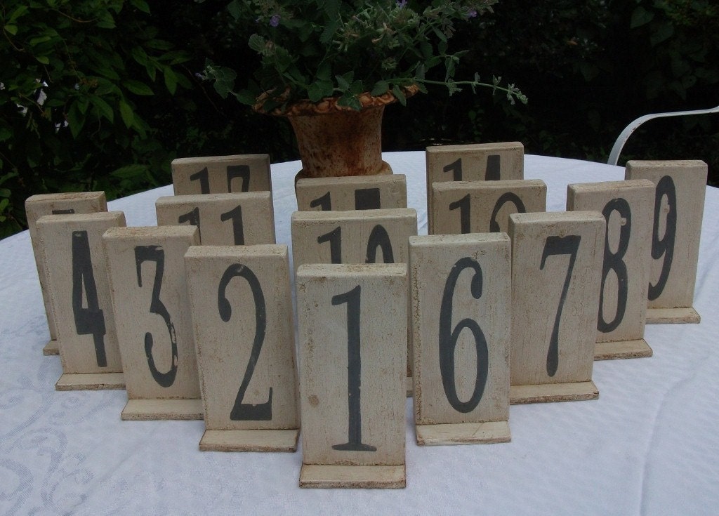 SAMPLE Rustic Wooden Handpainted Table Numbers for your Wedding, Black, Brown or Grey Numbers