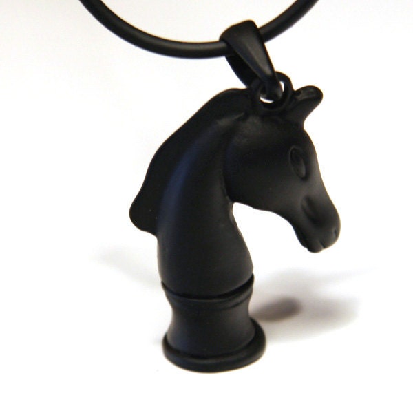 Large Black Knight. Chess Horse. Cast Metal Pendant. Any Chess Players Out There (Question Mark). Perfect Gift for your Guy
