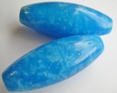 Humungus Turquoise Blue Flower Jade Gemstone, Smooth Elongated Barrel Focal Bead OOAK Pendant - 1 pc. - approx. 1 5/8" L, 40x15mm