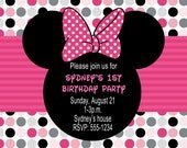 Minnie Mouse  Custom Birthday Party Invitation