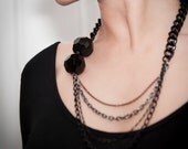 Double large sequin multi chain necklace
