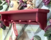 24" Red wooden shelf for knik knack, plates / pegs