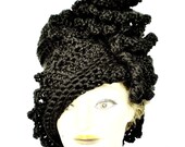 Womens Crochet Hat - Black Cloche Hat for Women Soft Acrylic Yarn Customize Plus Size - All Head Sizes Fall Accessories Spring Fashion