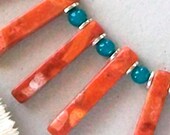 Coral Sticks Teal Rounds Necklace plus sized fashion jewelry