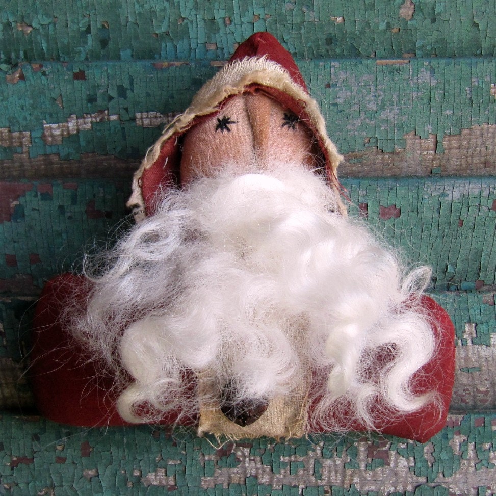 Primitive Folk Art Santa Doll Ornie