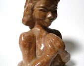 Folk Art Pottery Woman Girl American Mid Century