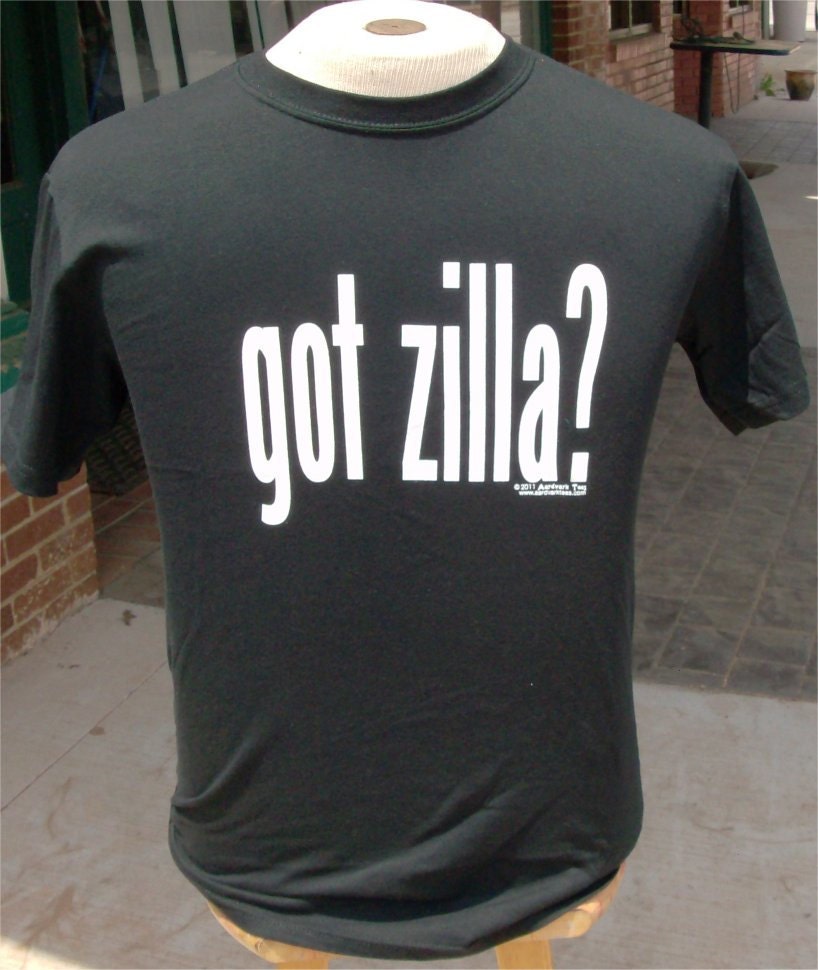 got zilla -  hand-printed t-shirt, glow-in-the-dark Godzilla homage