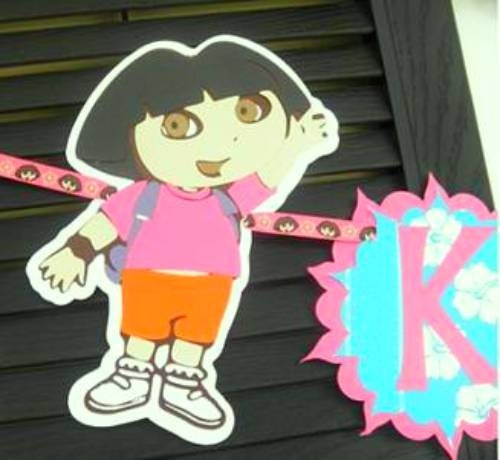 Dora the Explorer Birthday Banner with Personalized Name Banner