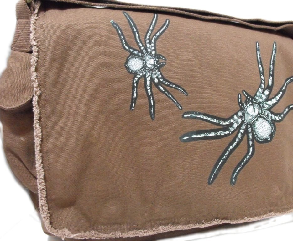 Spiders - Canvas Messenger Bag - Large Cross Body Style for School, Travel, Book, Laptop