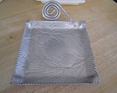 Square Hammered Aluminum Serving Tray with Swirl Handle