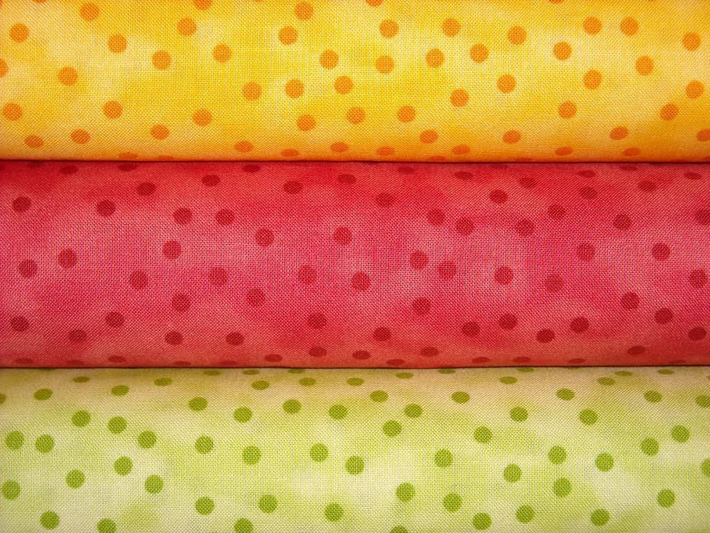 Save on 3 Yard Fabric Bundle Happy Yellow Dots, Red Dots and Kiwi Dots