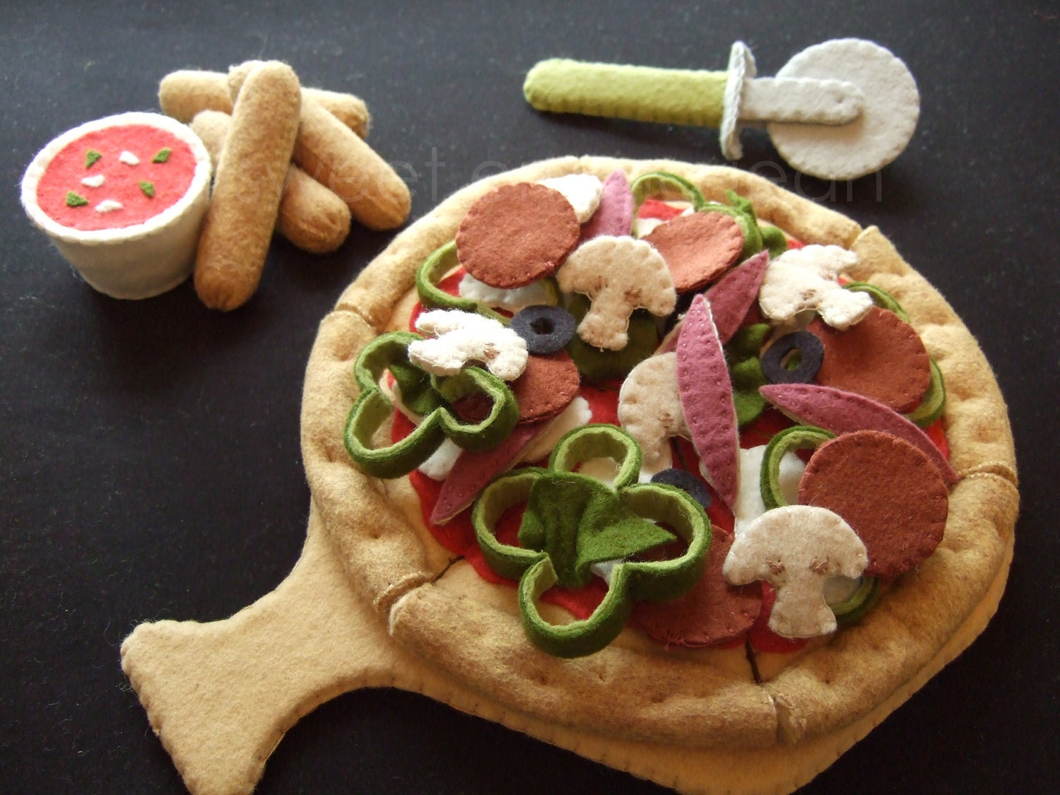 Felt Food Pattern - Felt Pizza Party Set - Pattern PDF - DIY Felt Play Food