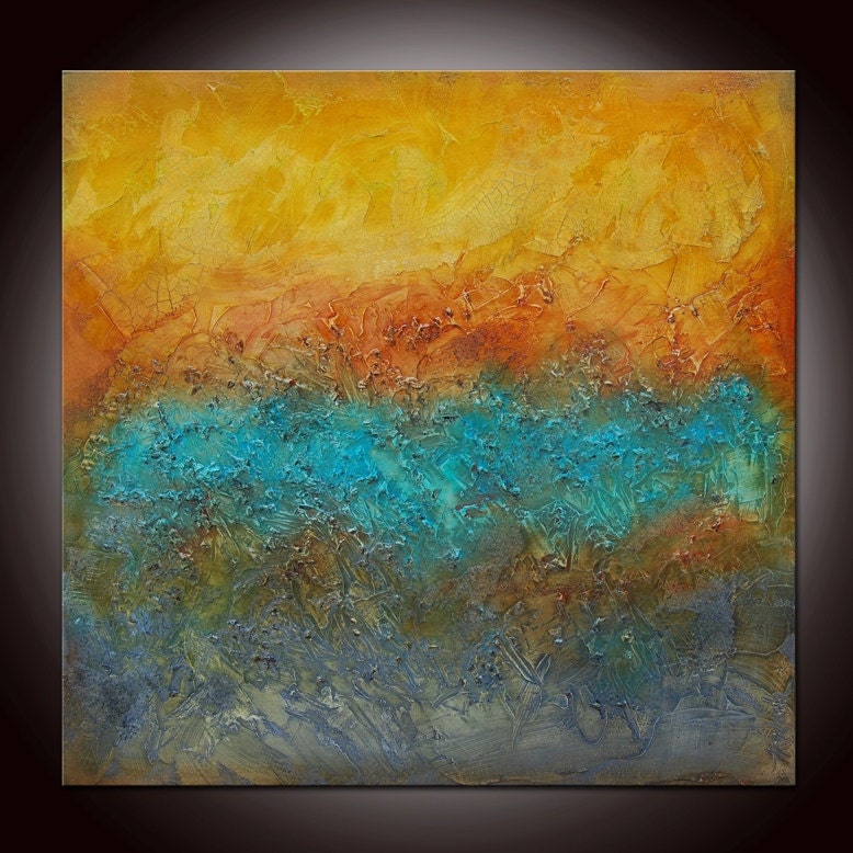 Large Abstract Textured Sculpted Painting by Andrada - Heavy Textured- 36x36