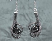 CLAW & BALL EARRINGS (black w/black glass) gothic real bird foot taxidermy jewelry