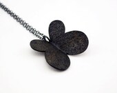 Oxidized - Texturized Sterling Silver Pendant. Roll Printed. Black. Oval Link Chain. VARIACIONES II Pendant. Handmade by Maria Goti Joyas.