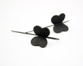 Oxidized-Texturized Sterling Silver Earrings. Roll Printed Texture. Black. Dangle. VARIACIONES 8 Earrings. Handmade by Maria Goti Joyas