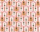 Heather Ross Far Far Away III Fabric  - Guitars Soft Pink, 1/2 yard