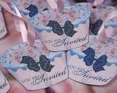 Invitation  Cupcake   Gift   Tags   With   Blue   Bow   And   Pastel   Color   Sprinkles