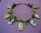 polymer clay charm necklace- surfers- rustic- rope