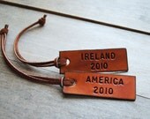 2 Leather ID Tags. Personalize with your name, date, address, etc.