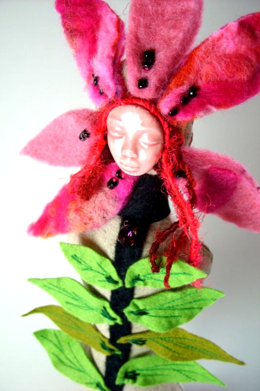 Art Doll. Ooak. Flower In A Pot Ornament.