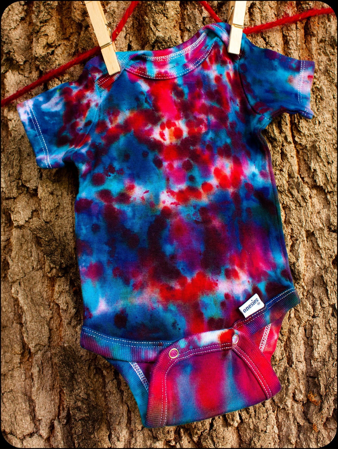 Tie Dye Cotton Onesie - PHOENIX - Size 0 to 3 Months