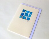 Card fabric collage squares handdyed cotton quilted