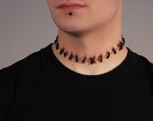 Horror Necklace- Stitch Necklace - Flesh1 Natural stitches Choker