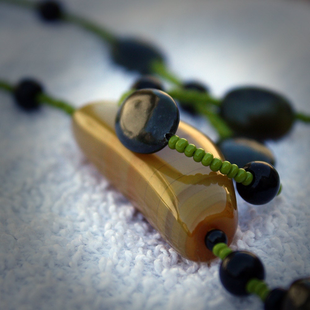 Green and Gold Agate Necklace