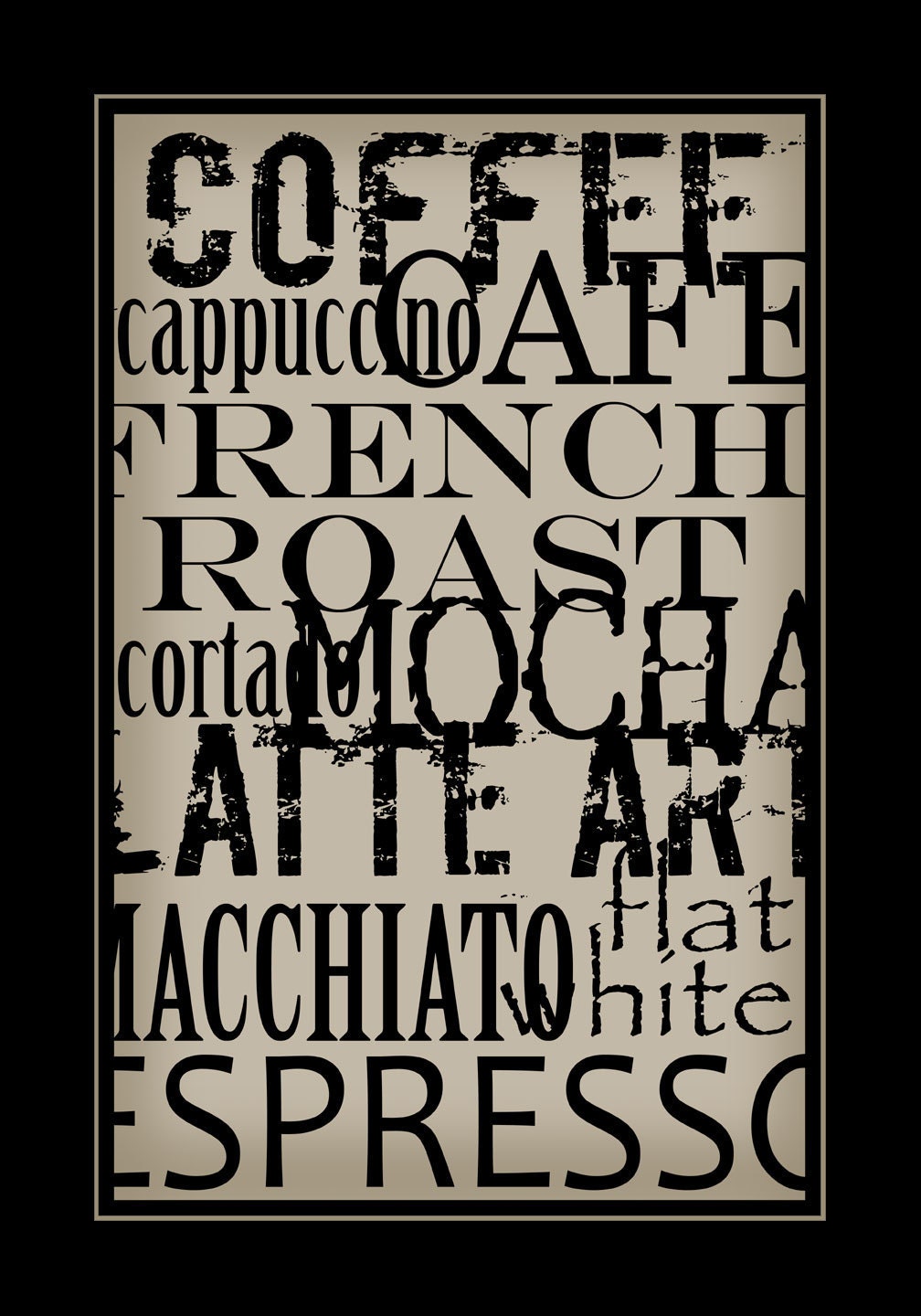 Subway Art Sign Coffee Typography  Print 11x17