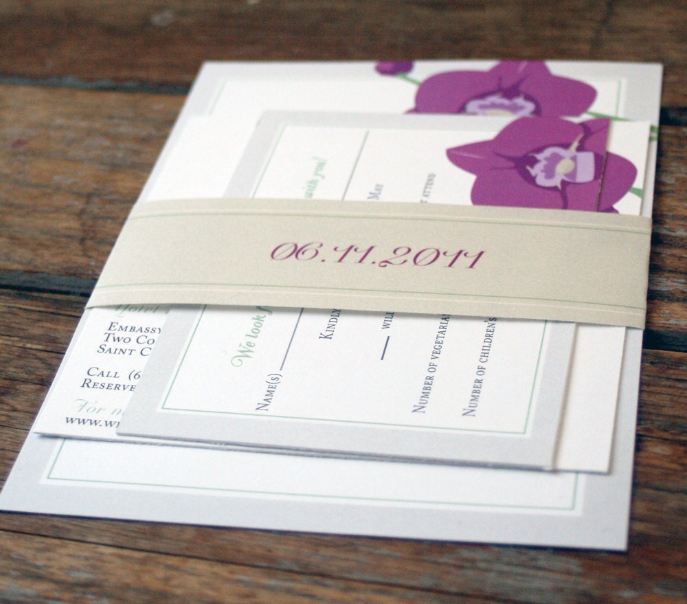 Modern Wedding Invitation: Flowers-Orchid Custom Wedding Invitation