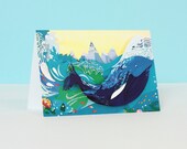 Whale in the Waves Greetings Card