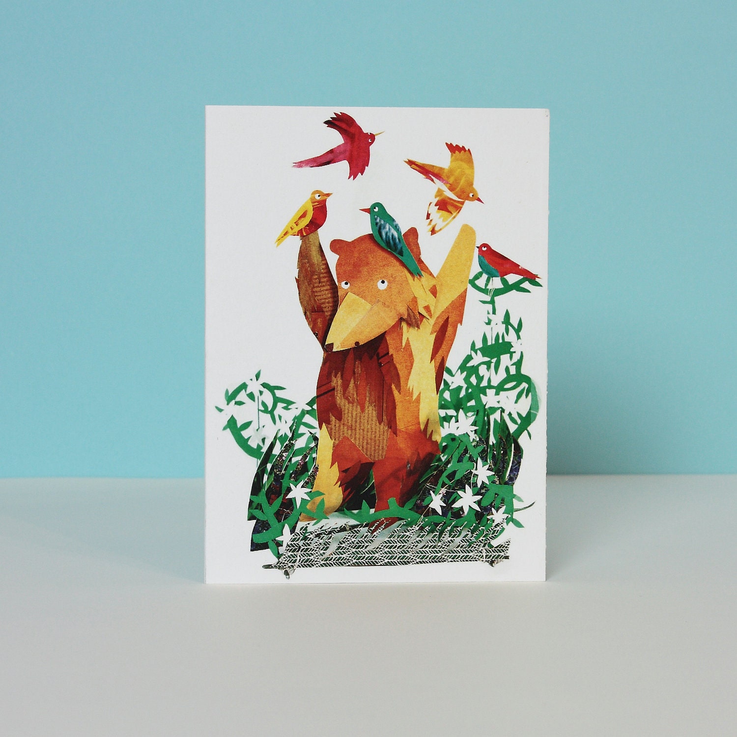 Bear and Birds Greetings Card