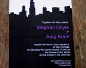 Modern Wedding Invitation City Skyline -Chicago, New York, any city, Custom