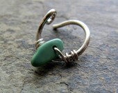 terrace-- sterling silver gemstone hoop earring-- handmade by thebeadedlily on etsy