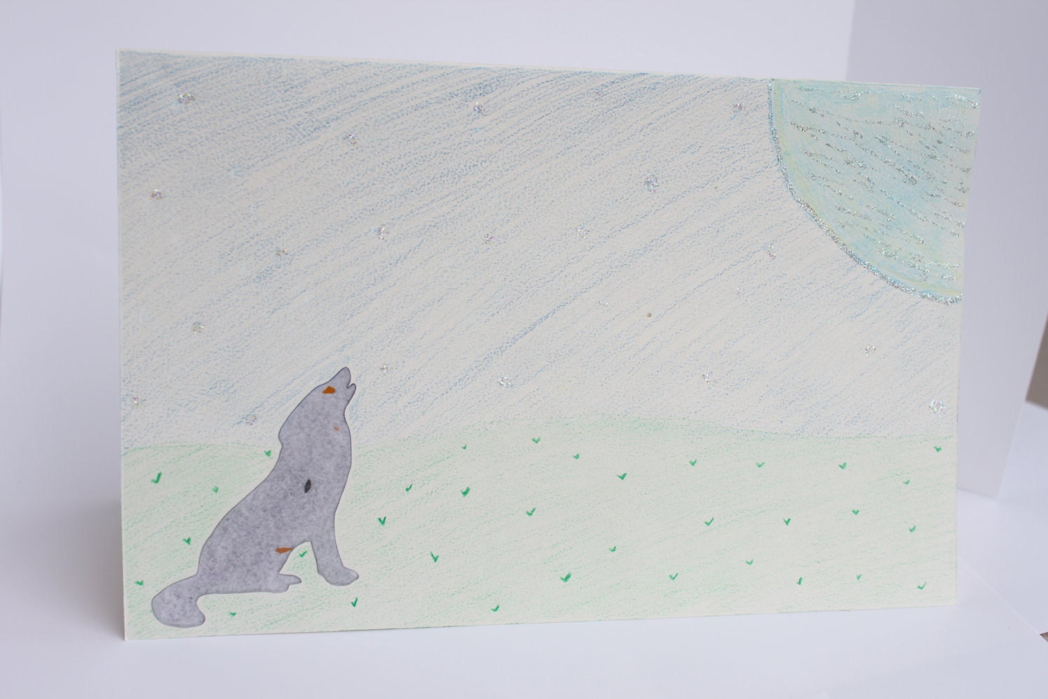 Howling Wolf with Landscape Large Card