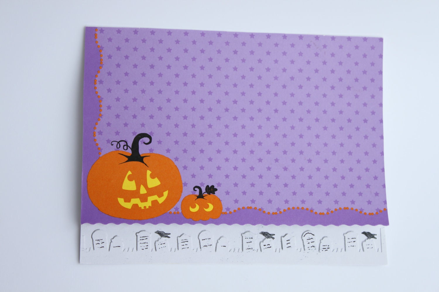 Halloween Pumpkin & Graveyard Layered Card