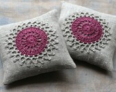 Lavender sachets -- crochet motif -- set of 2 -- claret