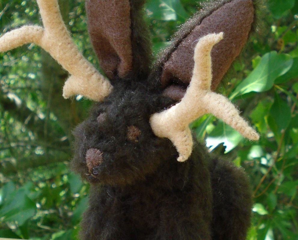 Jackalope plush, brown fur