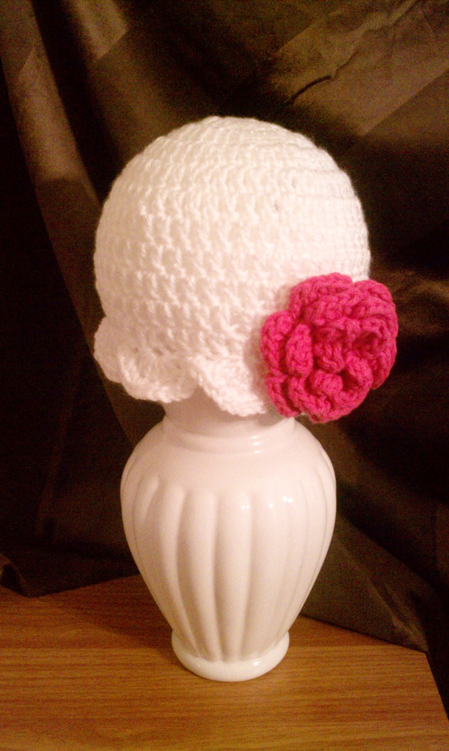 White Cloche with Detachable Flower - Toddler