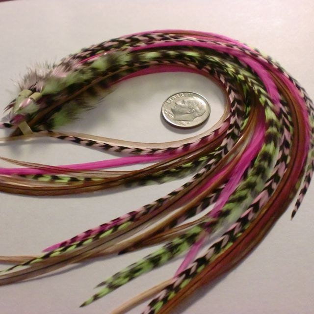 Feather Extension, 5pc, 6 1/2-9" Long, Free bead