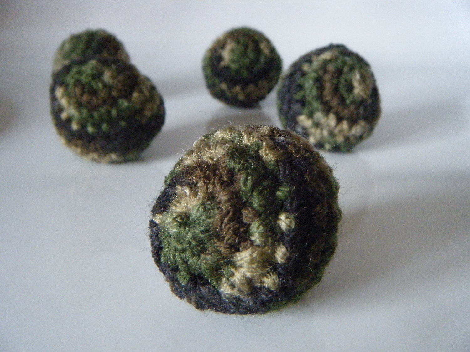 Camouflage Cat Balls- Set of Five- Organic Catnip Cat Toys- Jingle or Crinkle