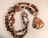 Stromatalite with Fire Lace Opal necklace  071