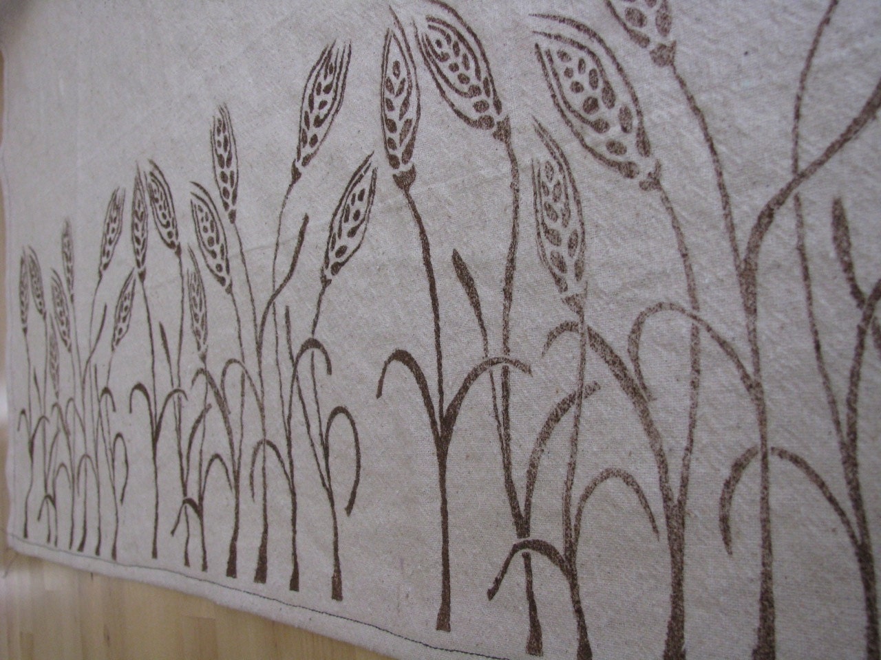 Block Print Tea Towel, Harvest Wheat, Hand-Sewn, Hand-Printed