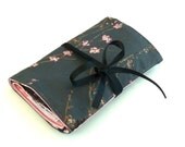 Travel Jewelry roll Pink Cherry Blossoms - Made to order