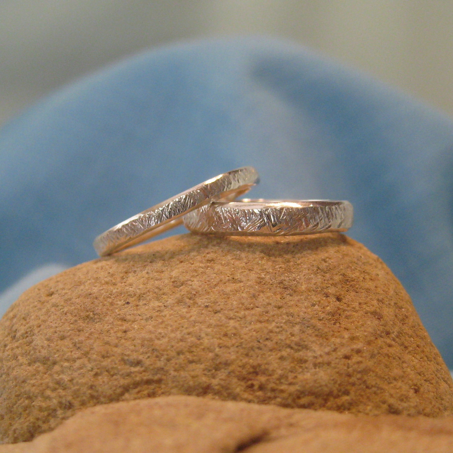 Diamond Cut Silver Wedding Ring Set Hammered Distressed Sterling Band Elegant Polished Matte Platinum Satin Luster Oxidized JJDLJewelryArt