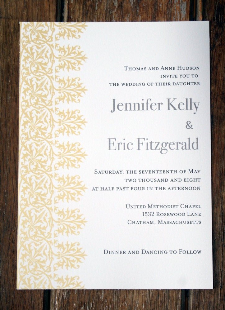 Vintage Wedding Invitation: Damask and Lace Custom